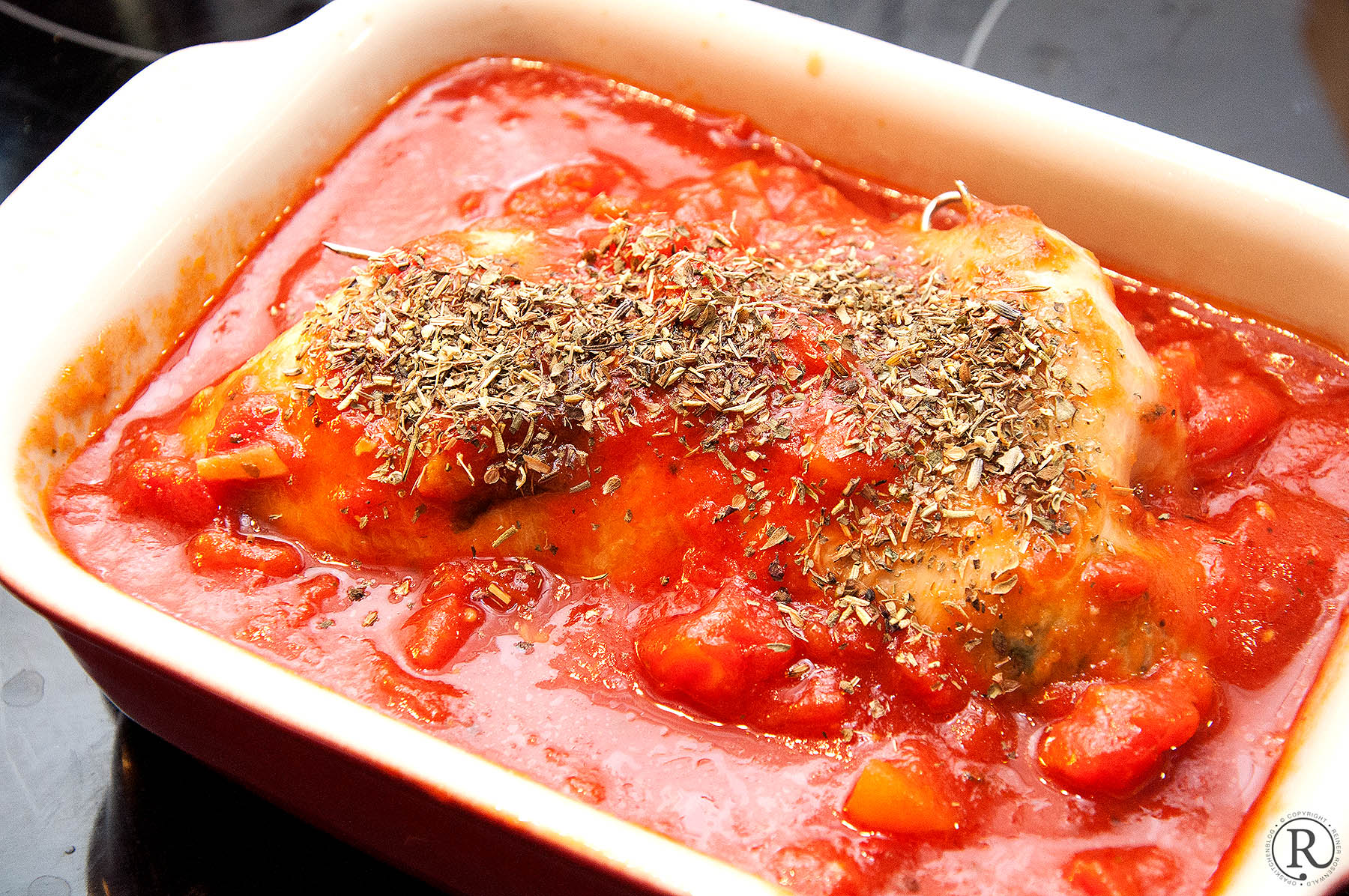 Huehnerschlegel entbeint, mit Spinat und Feta gefuellt